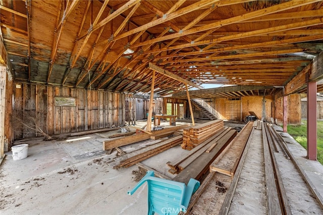 misc room with vaulted ceiling