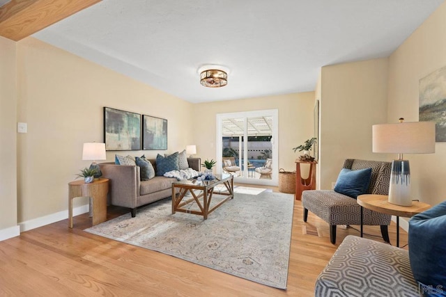 living room with light hardwood / wood-style flooring