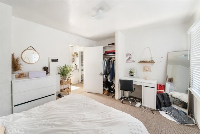 carpeted bedroom with a closet