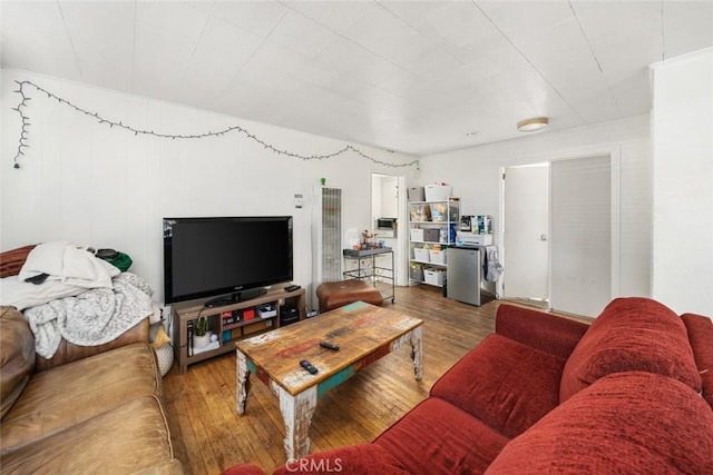 living room with hardwood / wood-style flooring