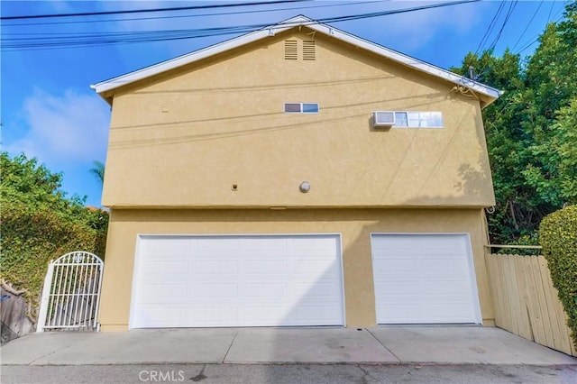 exterior space with a garage