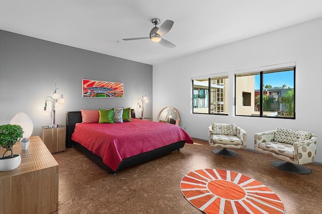 bedroom featuring ceiling fan