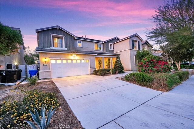 view of front of house with a garage