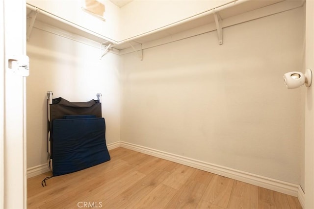 walk in closet featuring wood finished floors