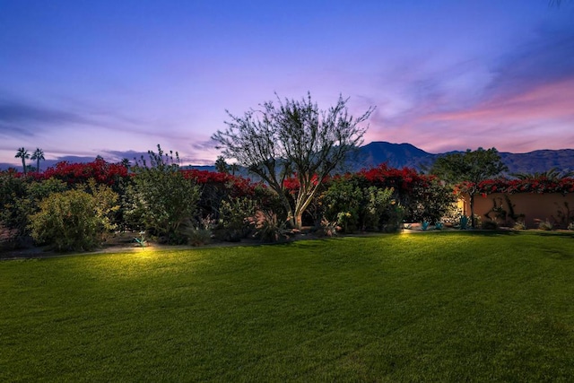 yard at dusk with a mountain view