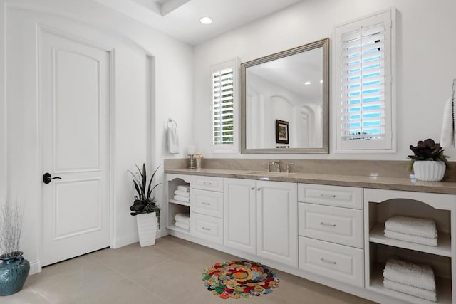 bathroom featuring vanity and tile patterned floors