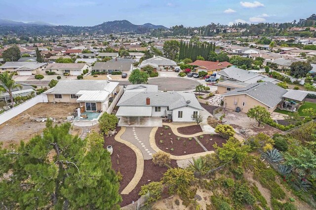 drone / aerial view with a mountain view