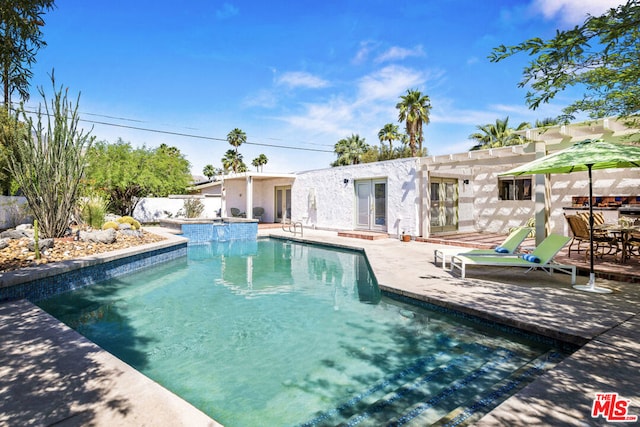 view of swimming pool with a patio