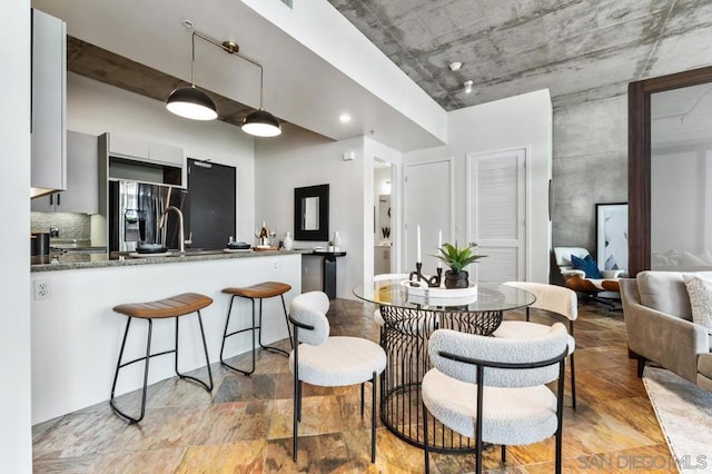 dining room with sink