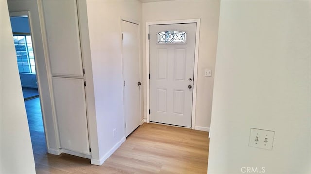 interior space with light hardwood / wood-style floors