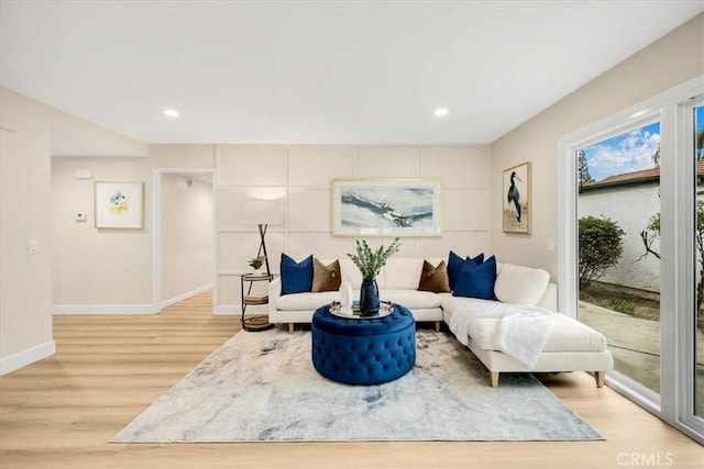 living room featuring light hardwood / wood-style flooring