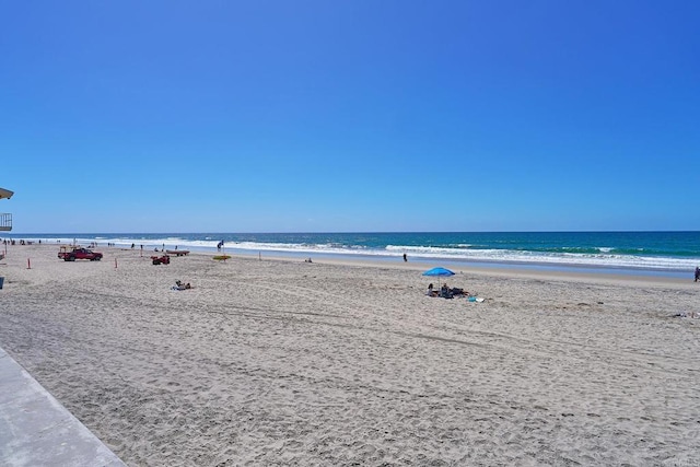 view of water feature featuring a view of the beach