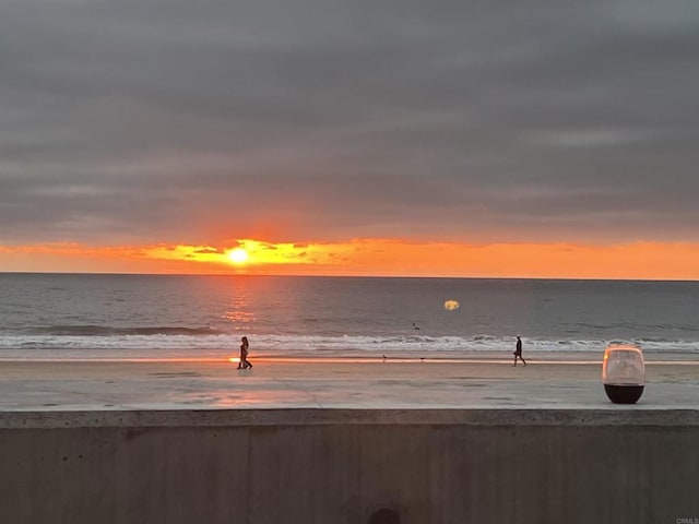 property view of water with a beach view