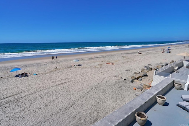 view of water feature with a view of the beach