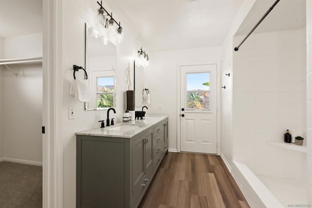 bathroom featuring wood-type flooring and vanity