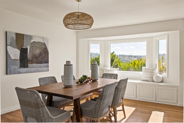 dining space featuring light hardwood / wood-style flooring