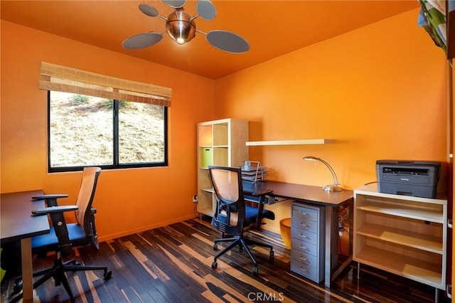 office area with dark wood-type flooring