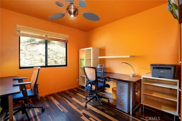 office area with dark hardwood / wood-style floors