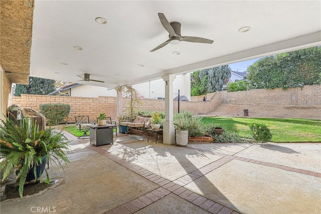 view of patio / terrace with ceiling fan