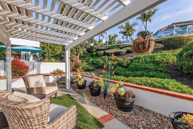 view of patio featuring a pergola