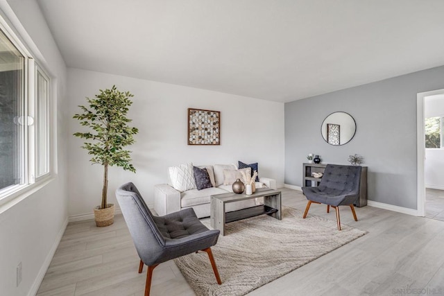 living room with light hardwood / wood-style floors