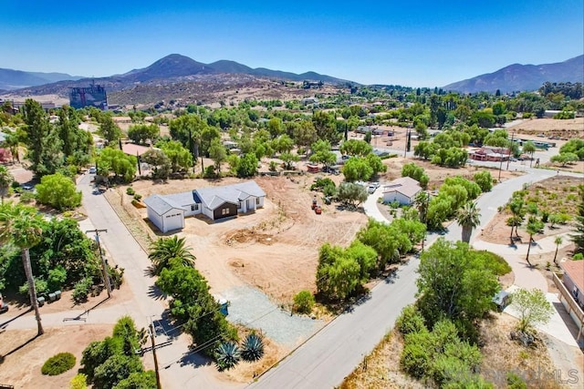 bird's eye view with a mountain view