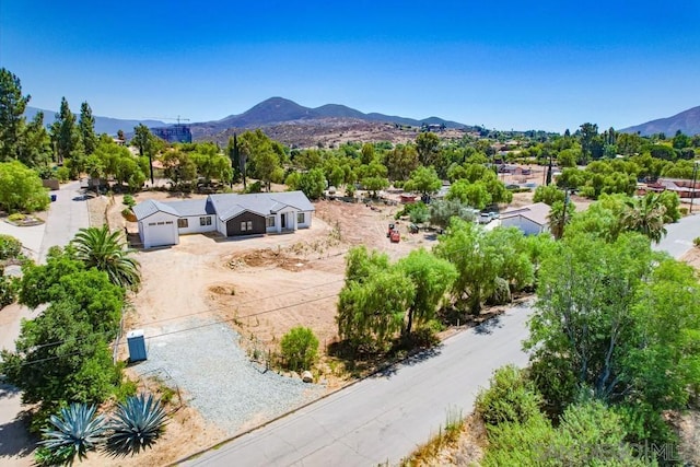 bird's eye view with a mountain view