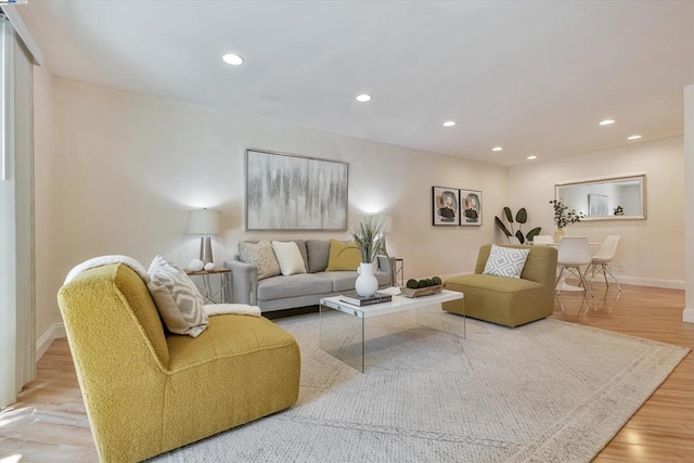 living room with hardwood / wood-style flooring