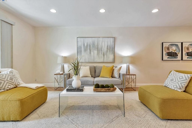 living room with light wood-type flooring