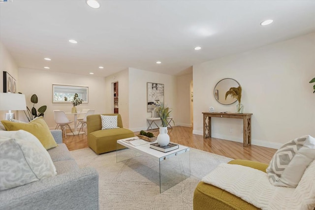 living room with light hardwood / wood-style floors