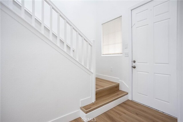 foyer entrance with wood-type flooring