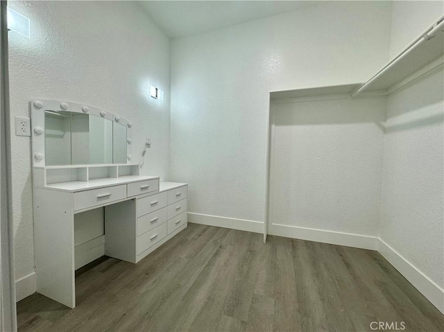 bathroom featuring hardwood / wood-style flooring and vanity