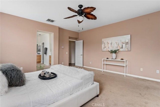 bedroom featuring ceiling fan and carpet floors