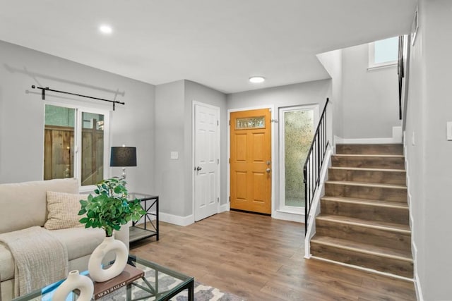 entrance foyer featuring wood-type flooring and a wealth of natural light