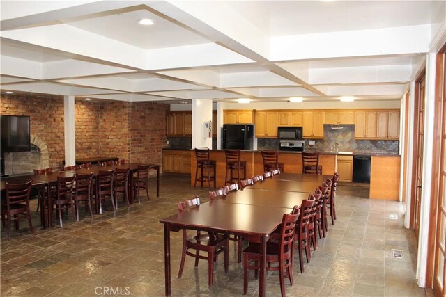 6405 Green Valley Cir Unit 209, Culver City, CA 90230 - dining area with coffered ceiling and beam ceiling
