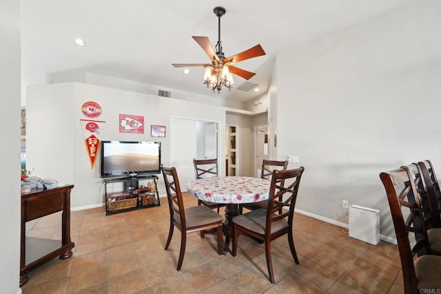 dining area with ceiling fan