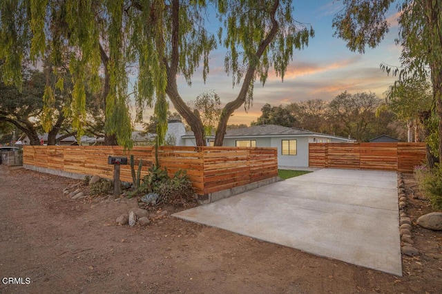 view of patio with a fenced front yard