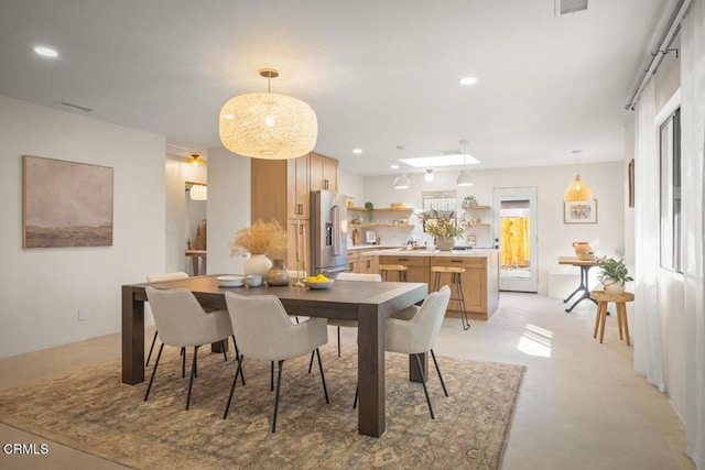 dining area with recessed lighting and visible vents