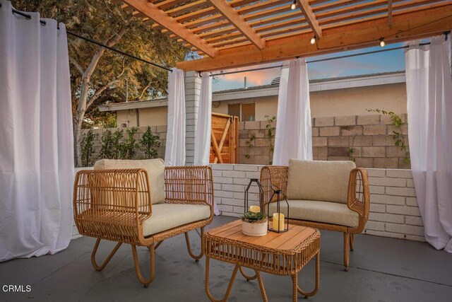 view of patio / terrace featuring a pergola