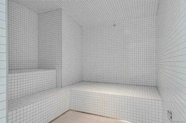 view of sauna featuring tile patterned floors