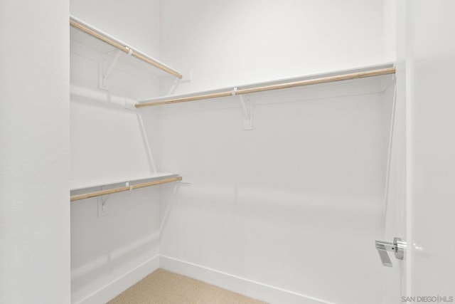 walk in closet with carpet