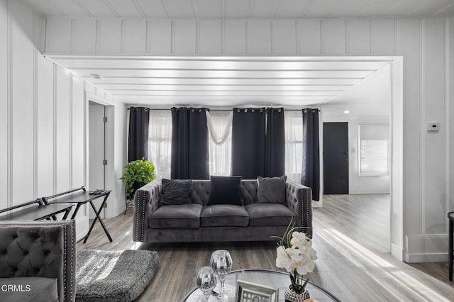 living room with wood-type flooring