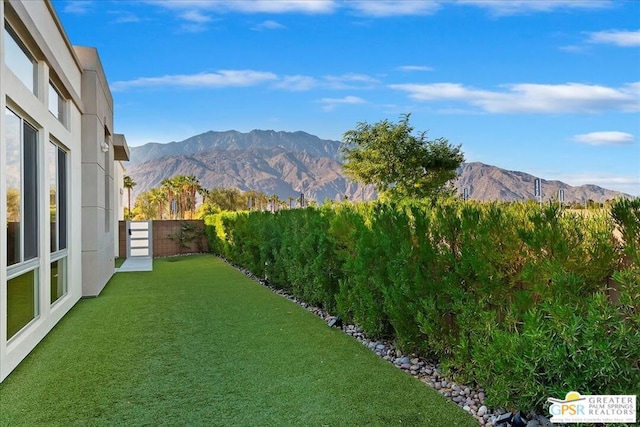 view of yard featuring a mountain view