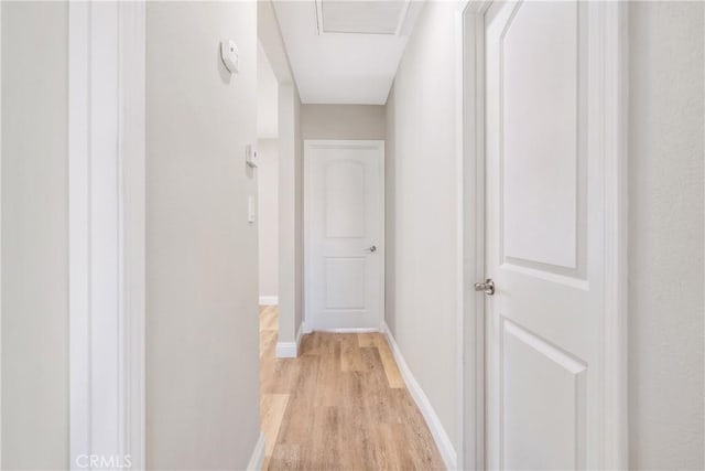 corridor with light hardwood / wood-style flooring