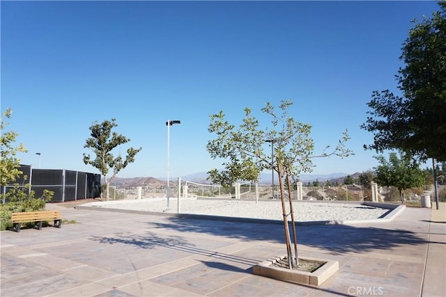 exterior space featuring a mountain view