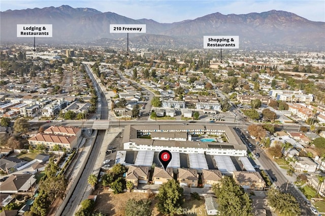 drone / aerial view with a mountain view