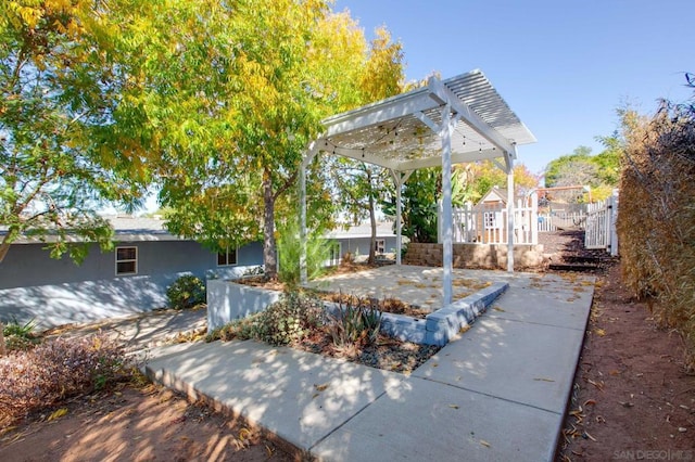 view of patio with a pergola