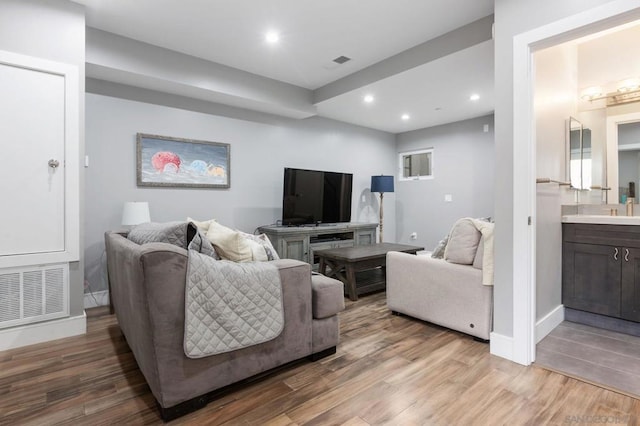 living room featuring wood-type flooring