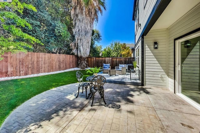 view of patio featuring an outdoor living space