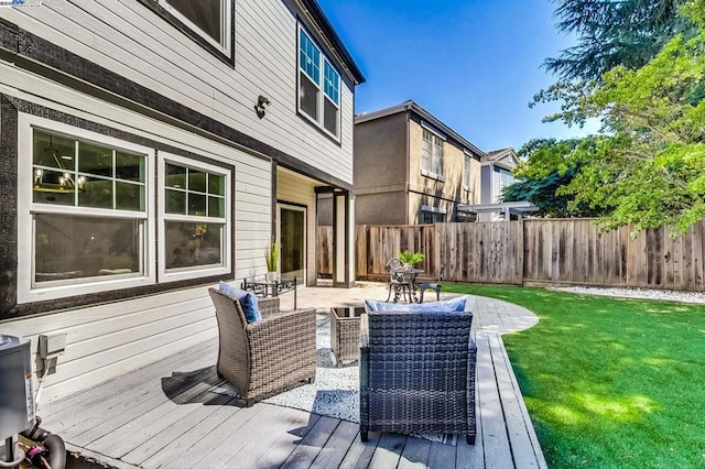 wooden deck with a yard